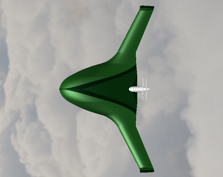 Top-down planform view of the BWB-1, showing the blended wing body geometry